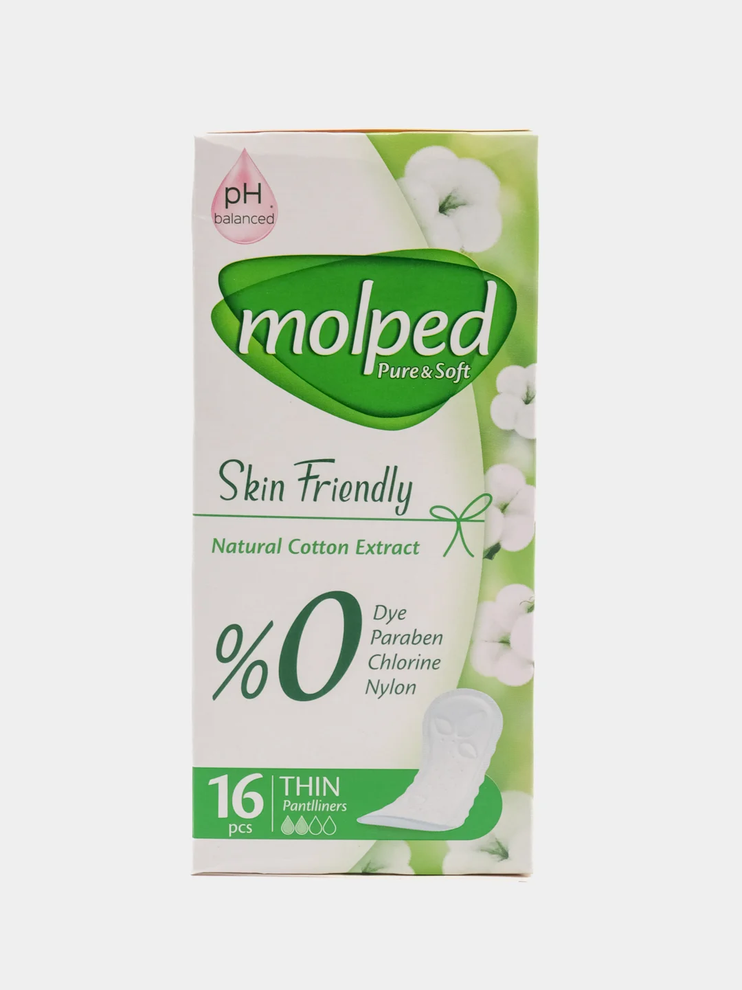 Набор ежедневных прокладок Molped Pure&Soft Skin Friendly, 2 упаковки по 16 штук, 2 капли