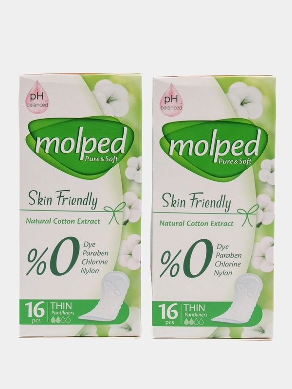 Набор ежедневных прокладок Molped Pure&Soft Skin Friendly, 2 упаковки по 16 штук, 2 капли