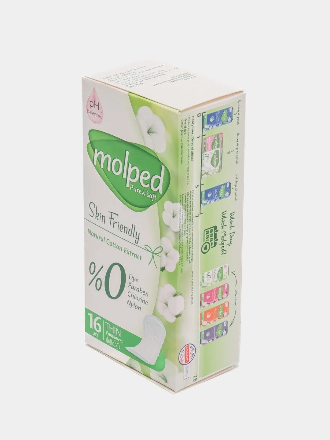 Набор ежедневных прокладок Molped Pure&Soft Skin Friendly, 2 упаковки по 16 штук, 2 капли