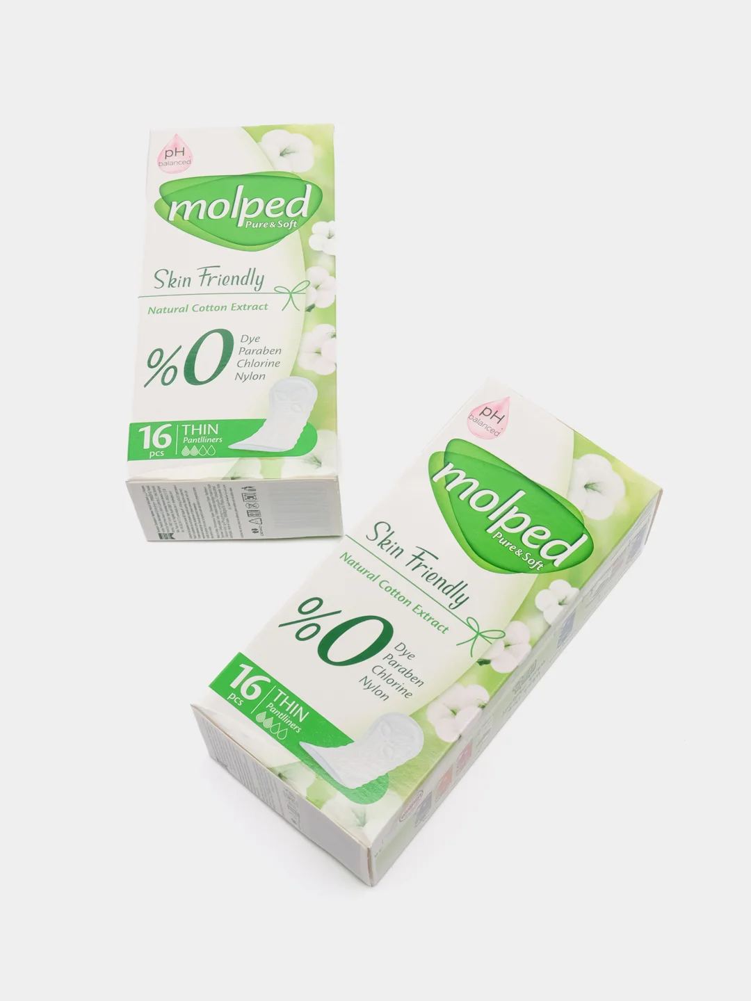 Набор ежедневных прокладок Molped Pure&Soft Skin Friendly, 2 упаковки по 16 штук, 2 капли