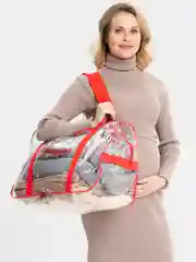 Сумка в роддом прозрачная для бассейна набор в роддом 2 сумки + косметичка, красный