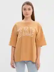 Карамельный футболка свободного кроя, однотонная, oversize с принтом GAP
