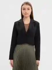 Черный пиджак укороченный, черный