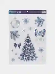 Бирюзовый наклейка новогодняя, интерьерная, на окно, 21х29.7 см