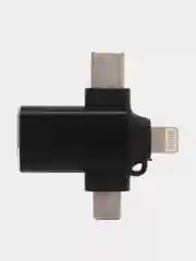 Тёмно-серый адаптер OTG Lightning для iPhone переходник Type-C / Micro / Ligtning iPhone