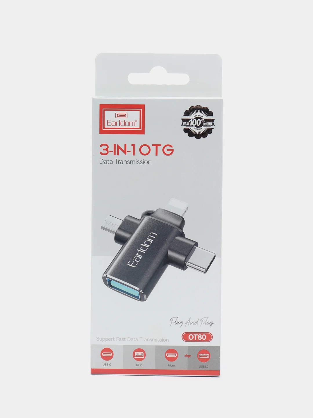 Тёмно-серый адаптер OTG Lightning для iPhone переходник Type-C / Micro / Ligtning iPhone