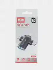 Тёмно-серый адаптер OTG Lightning для iPhone переходник Type-C / Micro / Ligtning iPhone