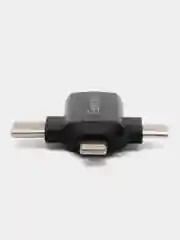 Тёмно-серый адаптер OTG Lightning для iPhone переходник Type-C / Micro / Ligtning iPhone