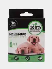 Био капли для животных от блох и клещей "ПИЖОН Premium" для собак, до 40 кг, 3 х 2 мл