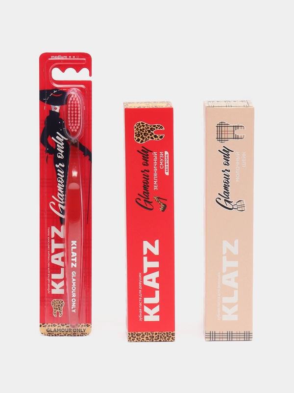 Klatz подарочный набор: зубные пасты для женщин, 2 пасты, средняя зубная щётка