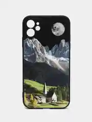 Черный чехол для iPhone 11, 12, 13, 14 с принтом, с защитой камеры
