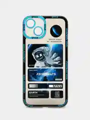 Синий меланж чехол для iPhone 11 12 13 14 Pro Max с принтом с защитой камеры космос астронавт айфон