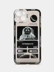 Белый чехол для iPhone 11 12 13 14 Pro Max с принтом с защитой камеры космос астронавт айфон