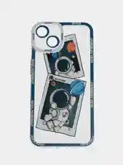 Синий чехол для iPhone 11 12 13 14 Pro Max с принтом с защитой камеры космос астронавт айфон