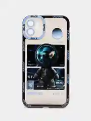 Голубой чехол для iPhone 11 12 13 14 Pro Max с принтом с защитой камеры космос астронавт айфон