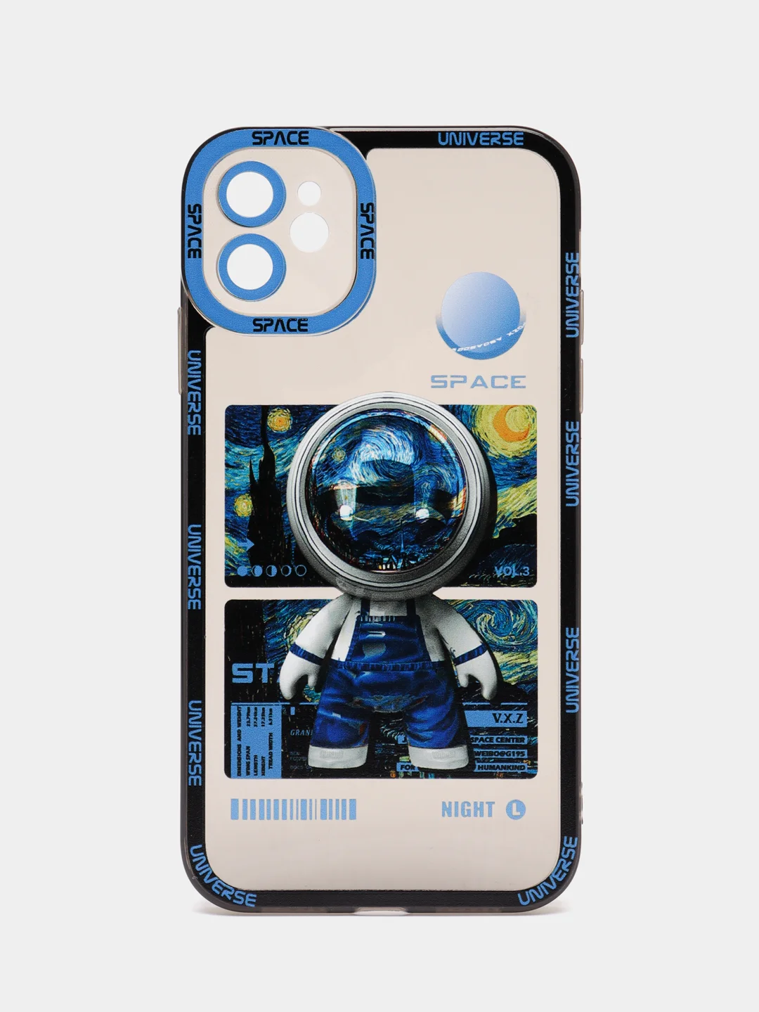 Лазурный чехол для iPhone 11 12 13 14 Pro Max с принтом с защитой камеры космос астронавт айфон