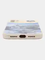 Голубой чехол для iPhone 11, 12, 13, 14 с принтом, с защитой камеры