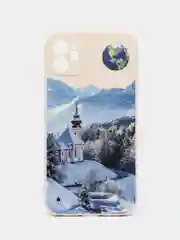 Голубой чехол для iPhone 11, 12, 13, 14 с принтом, с защитой камеры