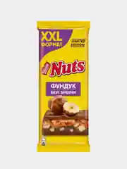 Молочный шоколад NUTS с фундуком и начинкой со вкусом брауни, 2XL-формат, 180г