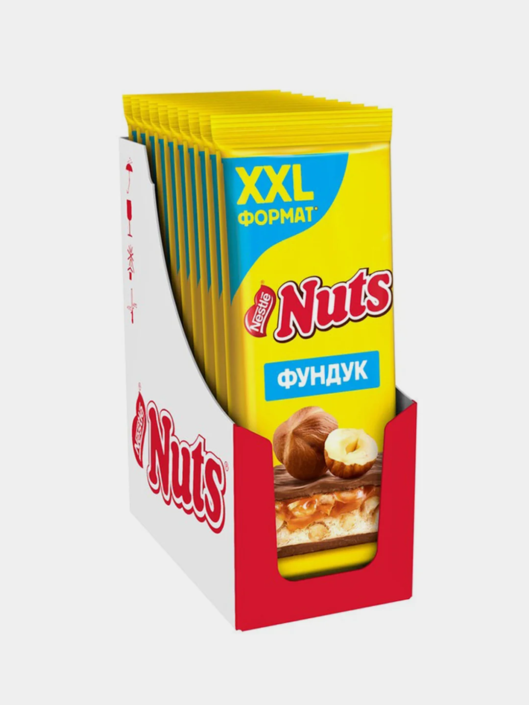 Молочный шоколад NUTS с фундуком и начинкой, 2XL-формат, 180гр