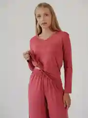 Коралловый лонгслив женский, футболка с рукавами домашняя