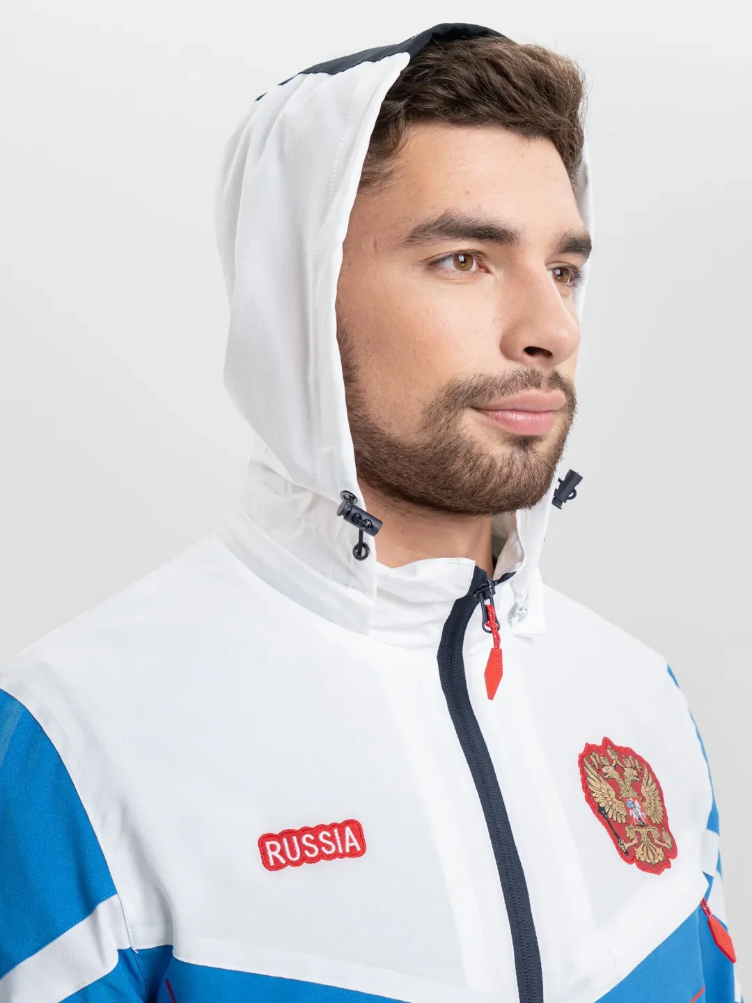Белый ветровка мужская Russia/ Россия, спортивная куртка мужская / костюм верх