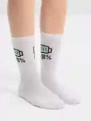 Носки женские и мужские, белые, высокие, унисекс, с надписью, заряд батареи, 100%, help