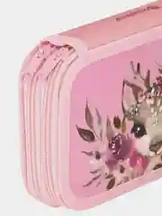 Пенал двухсекционный большой Schoolformat CUTE DEER, 190х105х35 мм, розовый