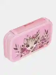 Пенал двухсекционный большой Schoolformat CUTE DEER, 190х105х35 мм, розовый