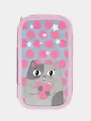 Пенал двухсекционный большой Schoolformat AMORE CAT, 190х105х35 мм, голубой