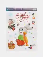 Белый наклейка новогодняя, интерьерная, на окно, 21х29.7см