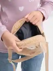 Хаки женская плюшевая сумка, детская круглая маленькая сумка для девочек через плечо "Мишка"