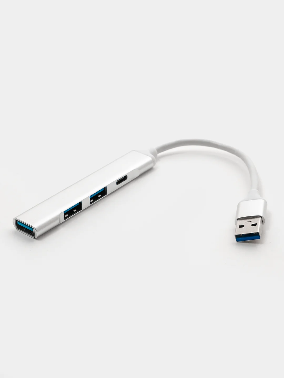 Серебряный usb разветвитель 3 порта + 1 Type-с порт