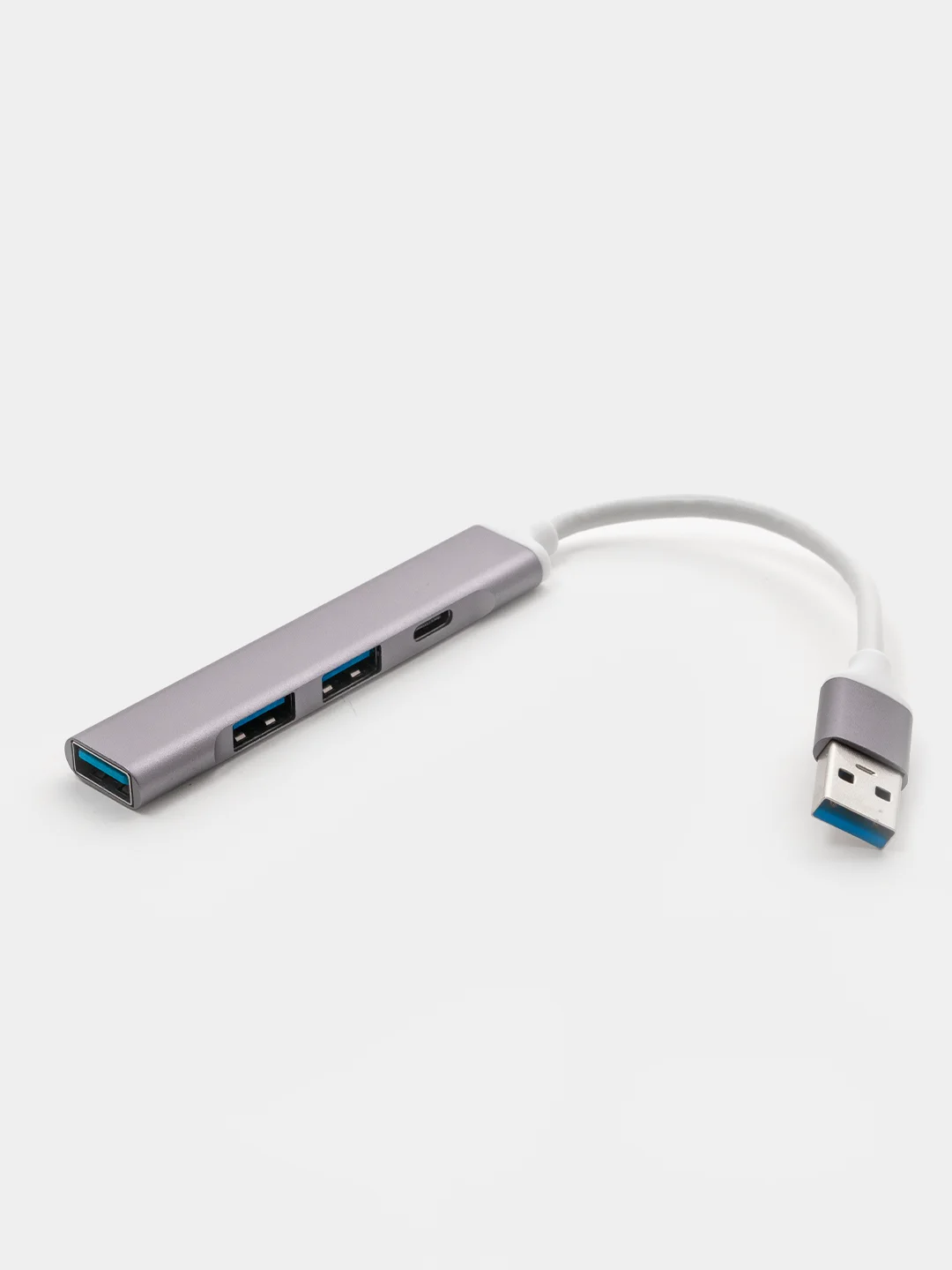 Серый металлик usb разветвитель 3 порта + 1 Type-с порт