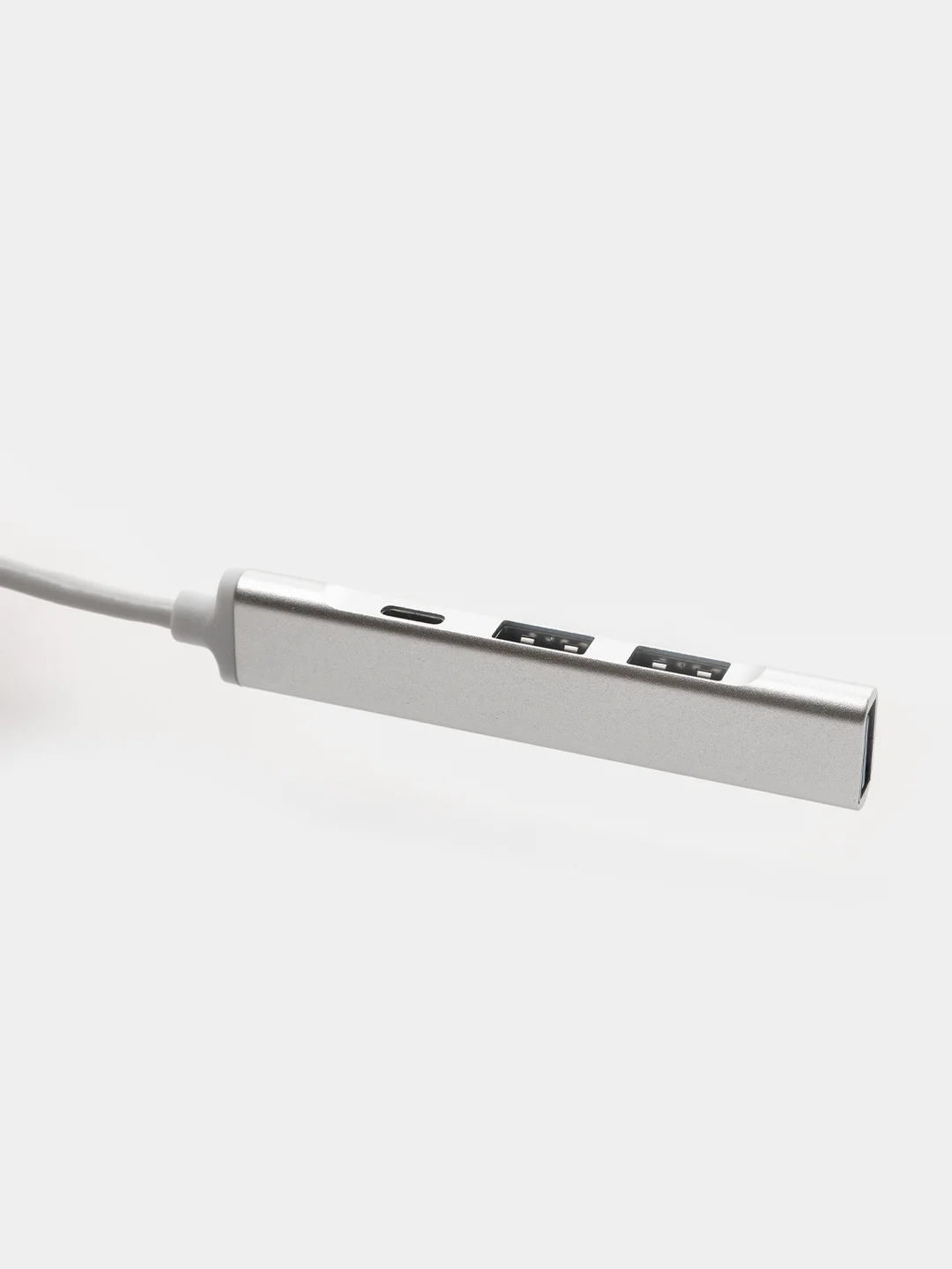 Серебряный type-c хаб, USB разветвитель 3 порта + 1 Type-С порт