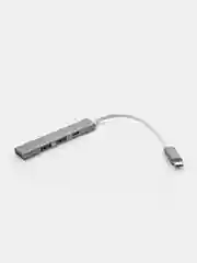 Серый металлик type-c хаб, USB разветвитель 3 порта + 1 Type-С порт