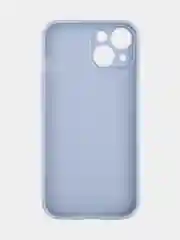 Светло-синий чехол + стекло для iPhone 15 силиконовый ROSCO матовый тонкий с бортиком- защитой камер