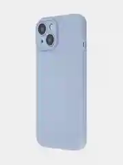Светло-синий чехол + стекло для iPhone 15 силиконовый ROSCO матовый тонкий с бортиком- защитой камер