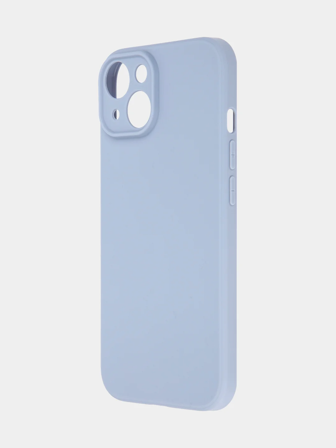 Светло-синий чехол + стекло для iPhone 15 силиконовый ROSCO матовый тонкий с бортиком- защитой камер