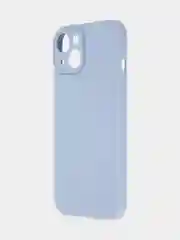 Светло-синий чехол + стекло для iPhone 15 силиконовый ROSCO матовый тонкий с бортиком- защитой камер