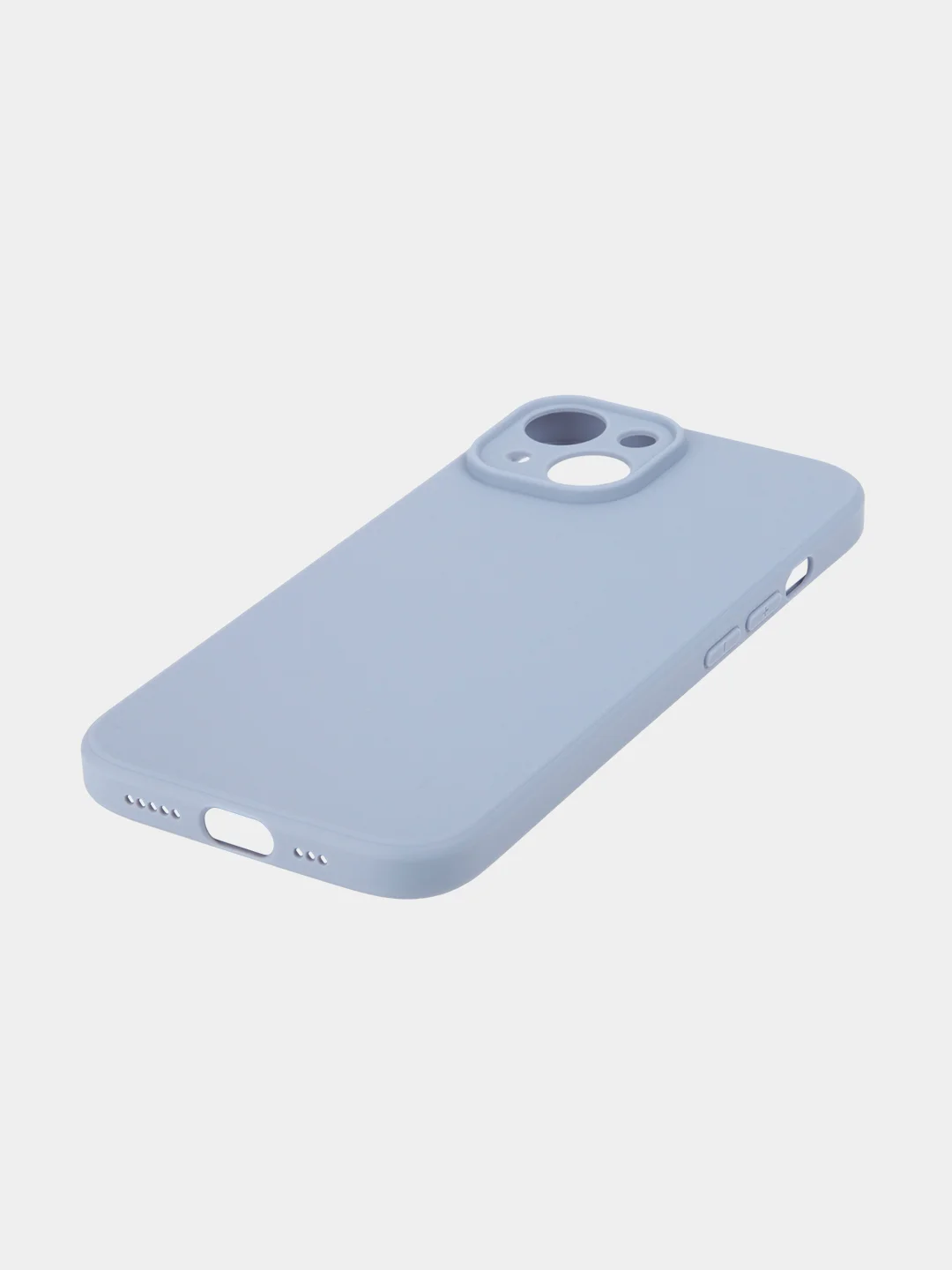 Светло-синий чехол + стекло для iPhone 15 силиконовый ROSCO матовый тонкий с бортиком- защитой камер