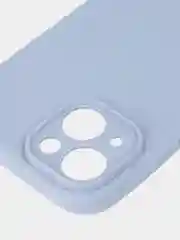 Светло-синий чехол + стекло для iPhone 15 силиконовый ROSCO матовый тонкий с бортиком- защитой камер