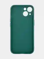 Тёмно-зелёный чехол + стекло для iPhone 15 силиконовый ROSCO матовый тонкий с бортиком- защитой камер