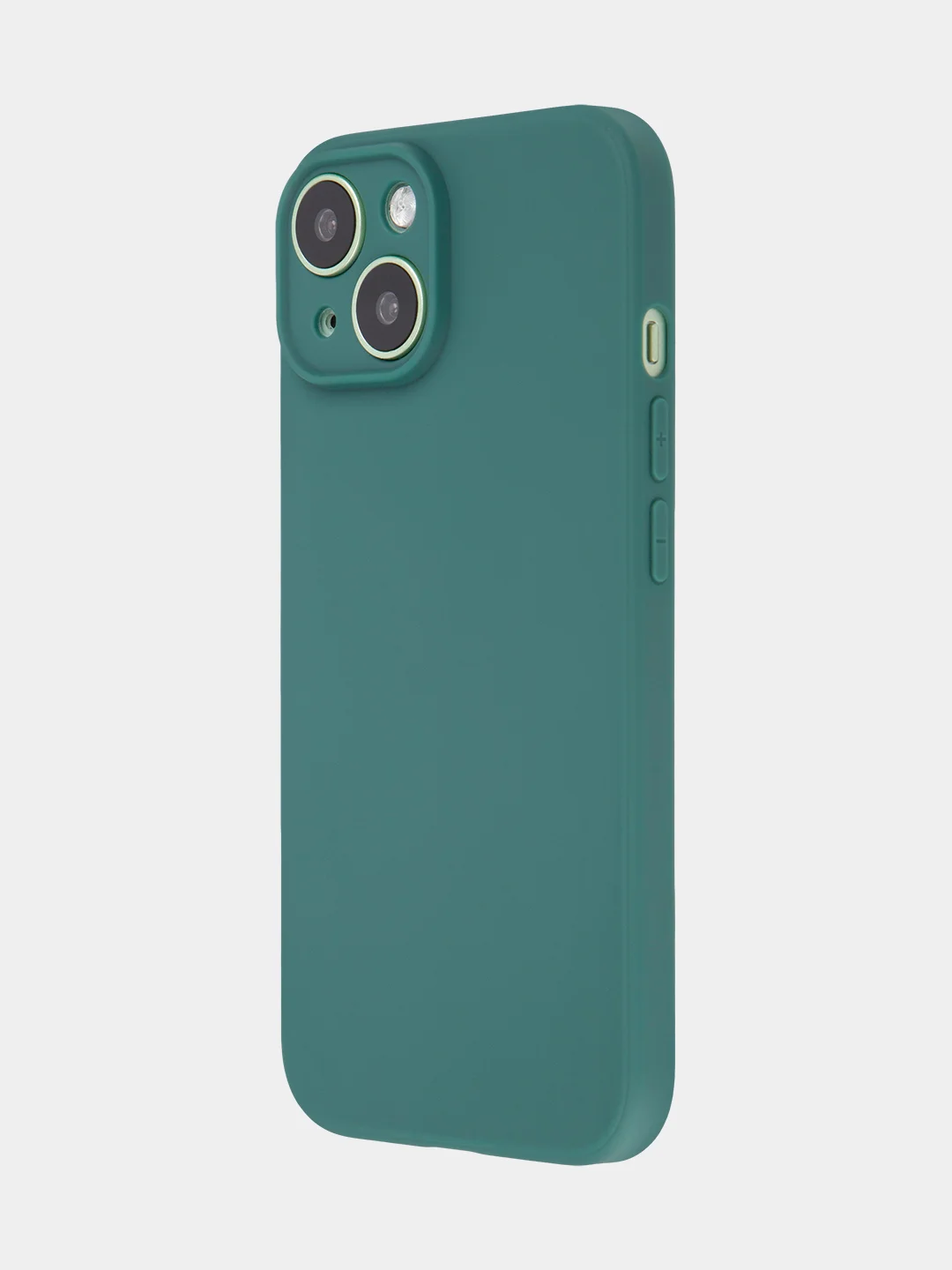 Тёмно-зелёный чехол + стекло для iPhone 15 силиконовый ROSCO матовый тонкий с бортиком- защитой камер