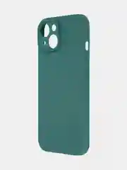 Тёмно-зелёный чехол + стекло для iPhone 15 силиконовый ROSCO матовый тонкий с бортиком- защитой камер