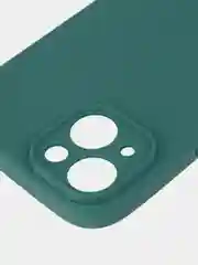 Тёмно-зелёный чехол + стекло для iPhone 15 силиконовый ROSCO матовый тонкий с бортиком- защитой камер