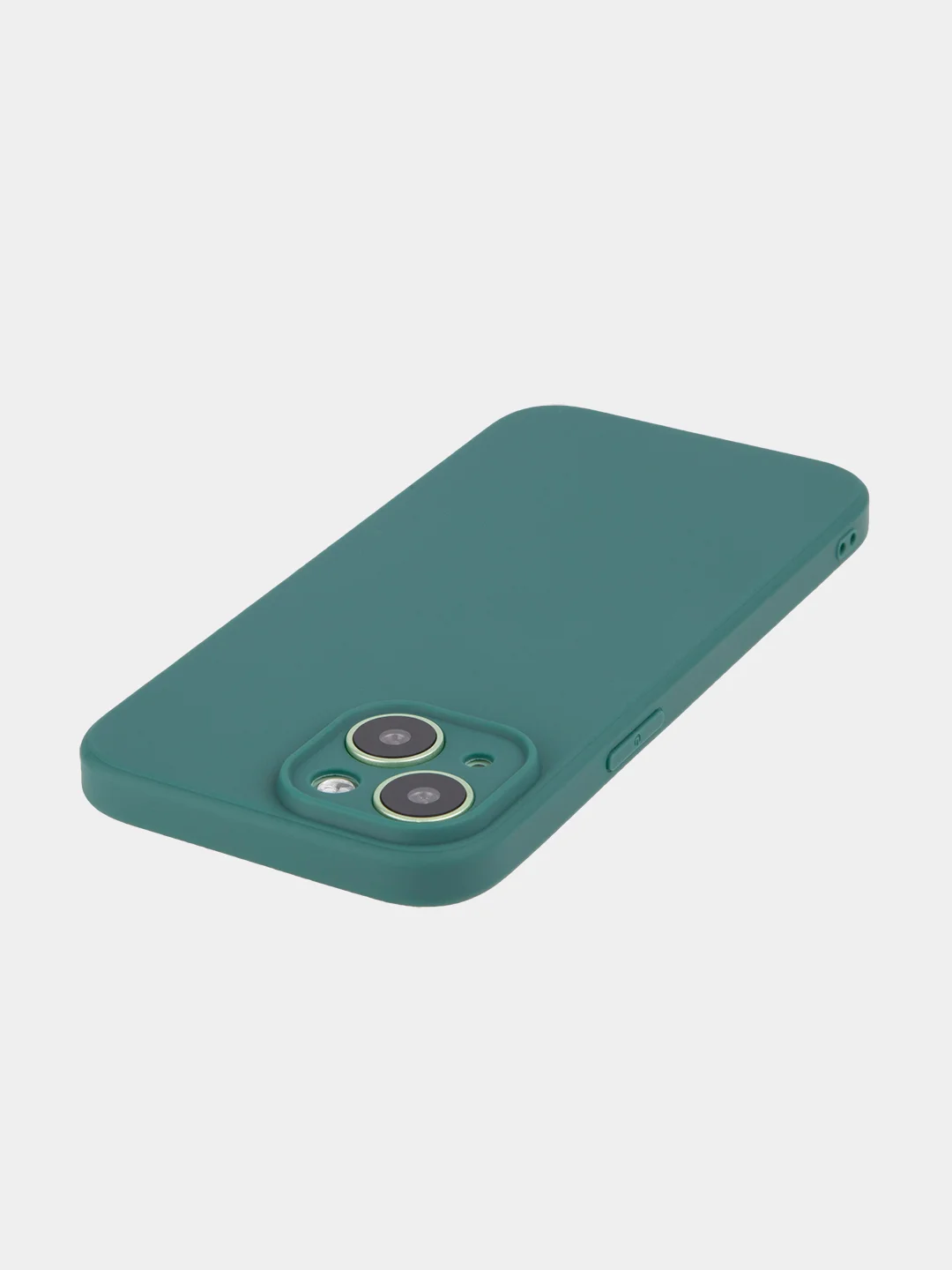 Тёмно-зелёный чехол + стекло для iPhone 15 силиконовый ROSCO матовый тонкий с бортиком- защитой камер
