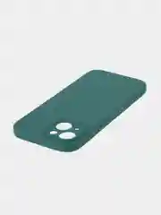 Тёмно-зелёный чехол + стекло для iPhone 15 силиконовый ROSCO матовый тонкий с бортиком- защитой камер
