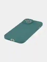 Тёмно-зелёный чехол + стекло для iPhone 15 силиконовый ROSCO матовый тонкий с бортиком- защитой камер