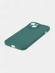 Тёмно-зелёный чехол + стекло для iPhone 15 силиконовый ROSCO матовый тонкий с бортиком- защитой камер